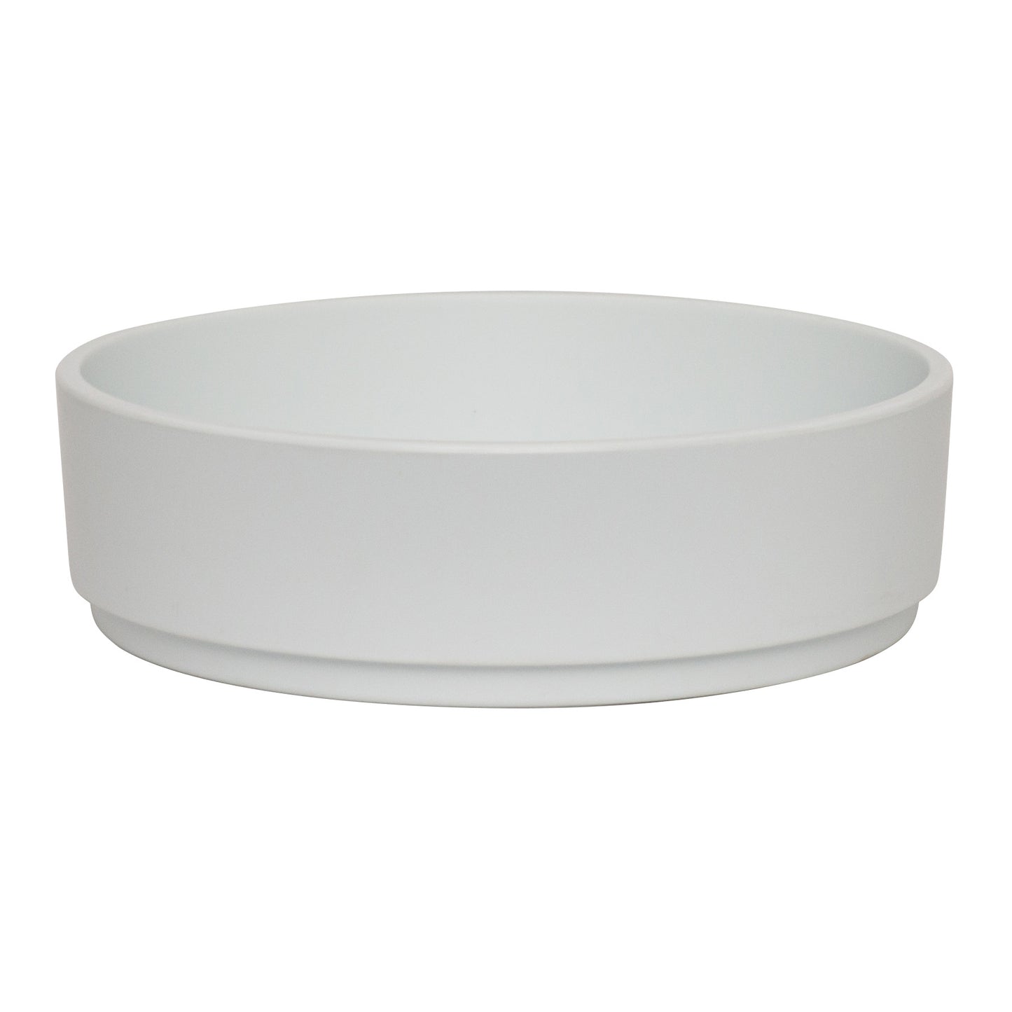 Weiße, runde Servierschale aus Porzellan.