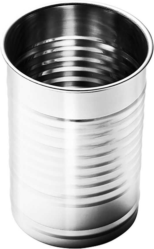 Metallbecher mit geriffelter Oberfläche.