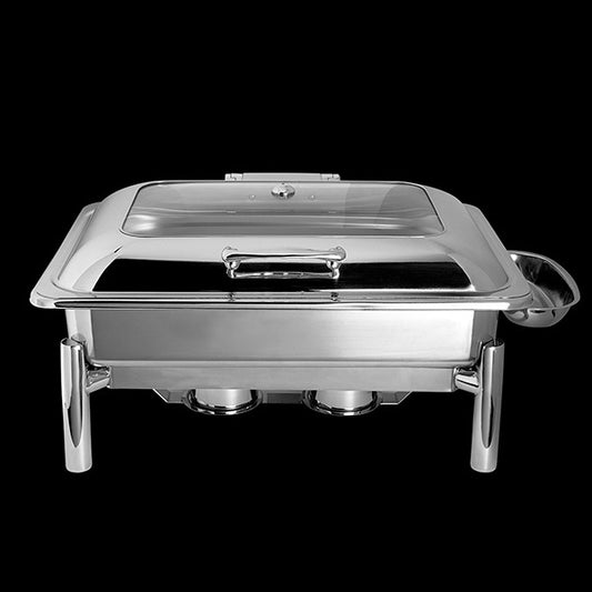 Chafing Dish aus Edelstahl, geschlossen.