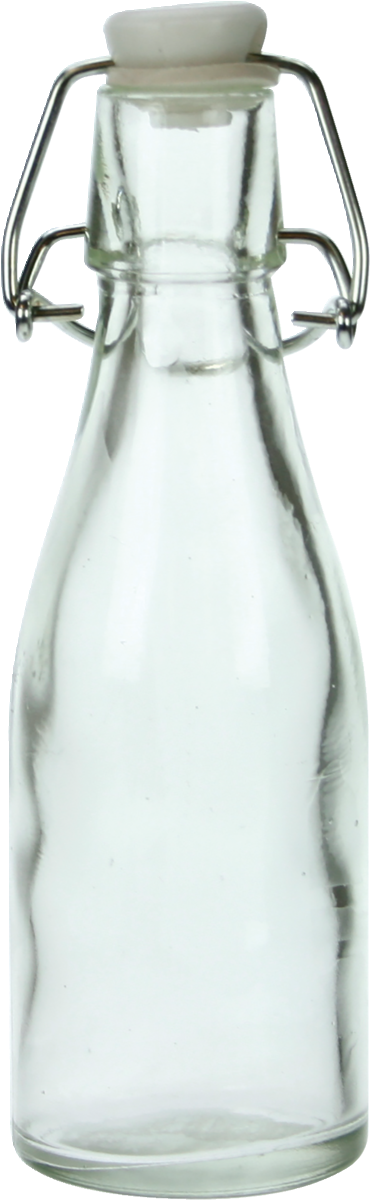 Glasflasche mit Bügelverschluss.