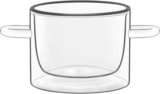 Doppelwandiges Glas mit Griffen.