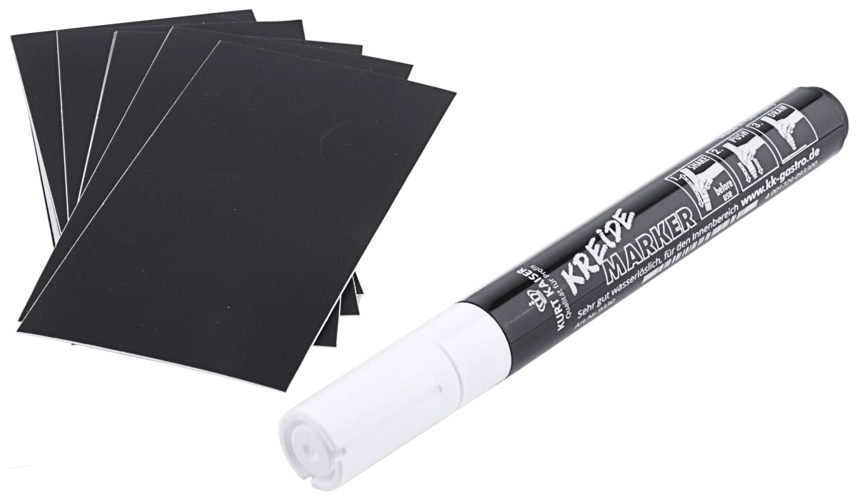 Schwarze Speisekarten und Marker