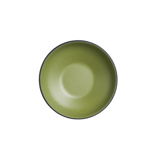 Leere grüne Schüssel von oben.