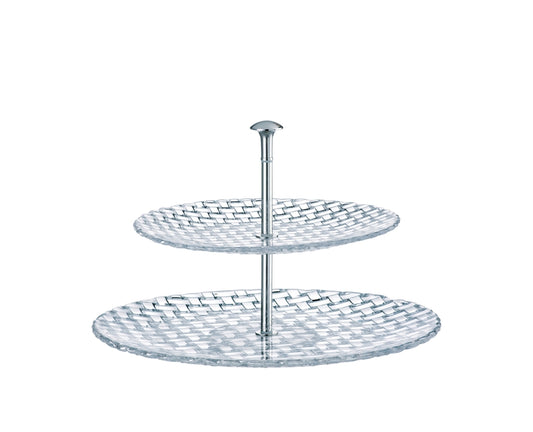 Zweistöckige Glas-Etagere für Gastronomie