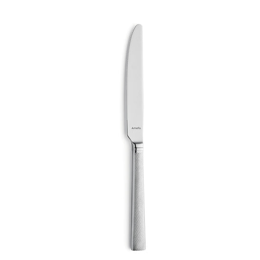 Silbernes Tafelmesser mit strukturiertem Griff.