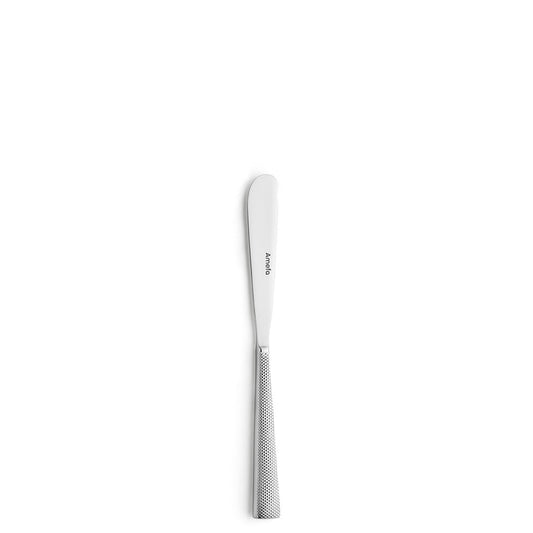 Buttermesser mit strukturiertem Griff auf Weiß.