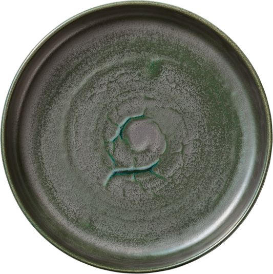 Leere, verrostete Metallpfanne.