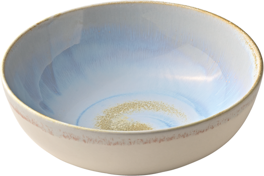 Schüssel mit blauem Innenmuster.