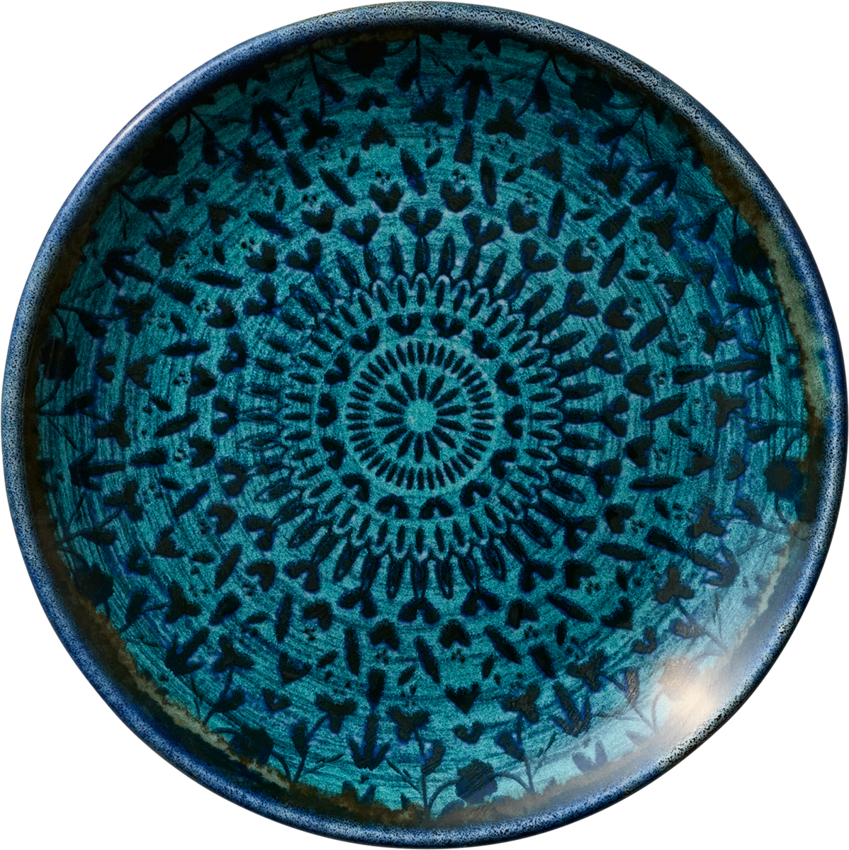 Blaue, dekorative Keramikschale