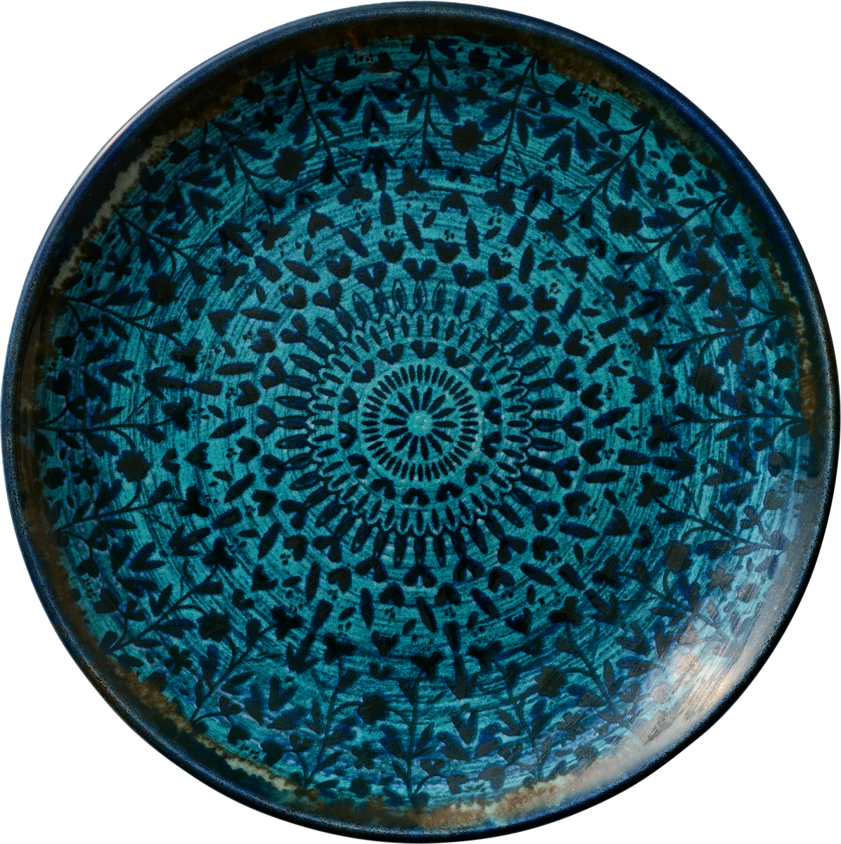 Blaue, dekorative Keramikschale