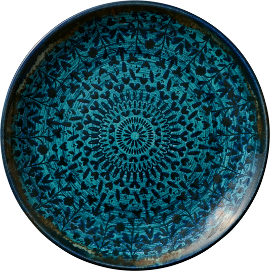 Blaue, dekorative Keramikschale