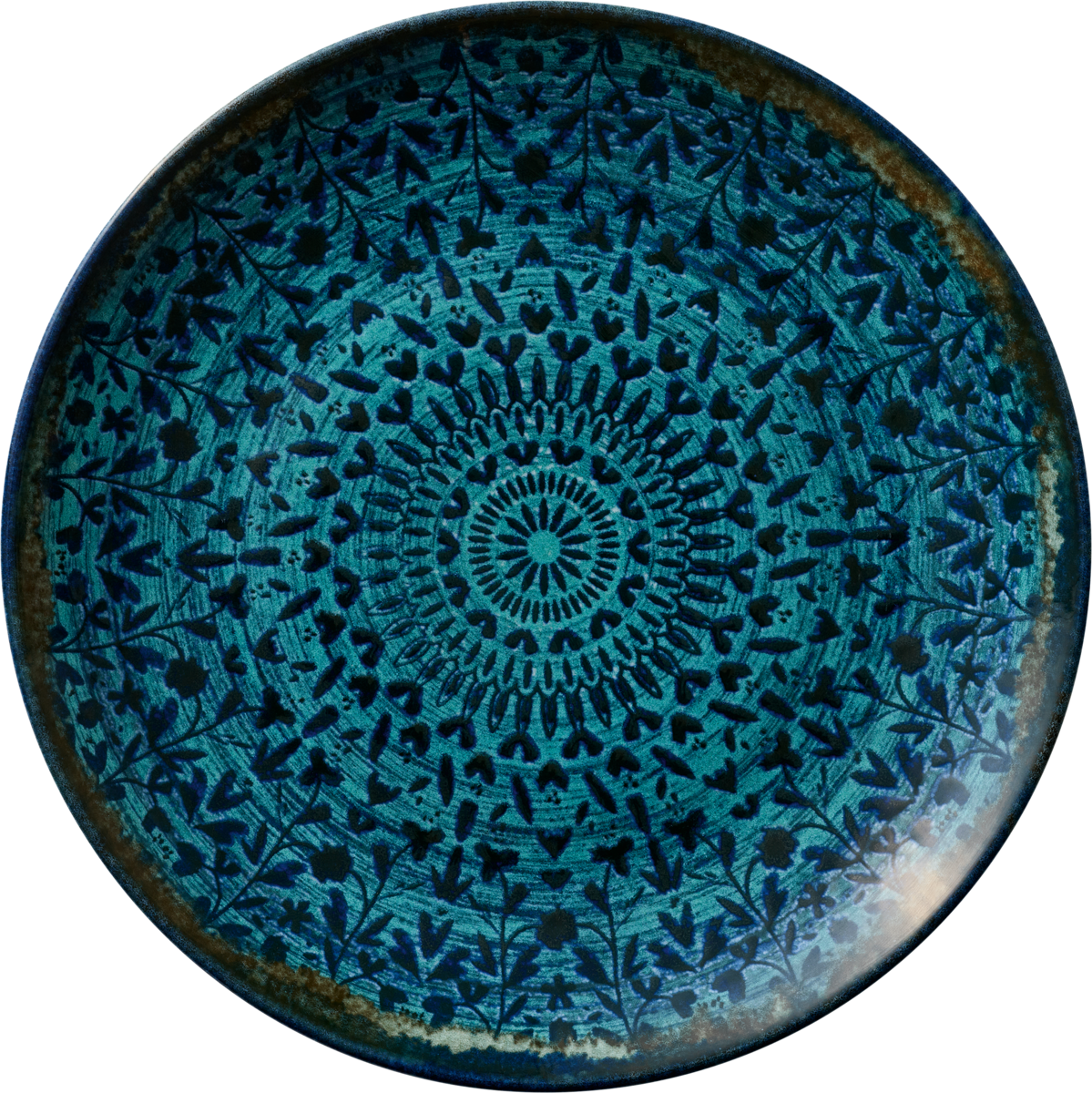 Blaue, dekorative Keramikschale