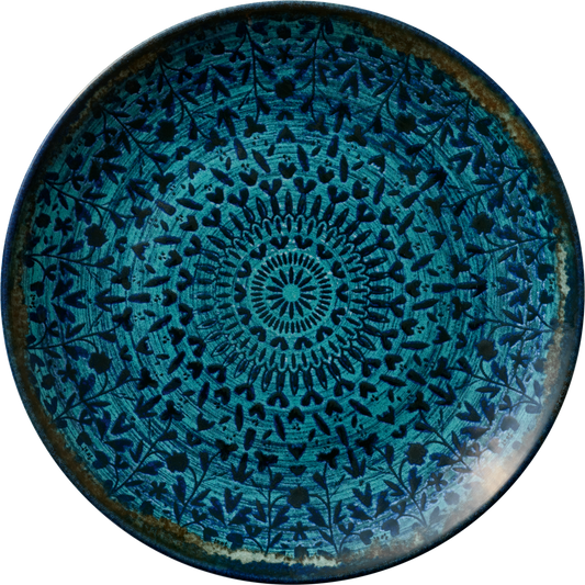 Blaue, dekorative Keramikschale