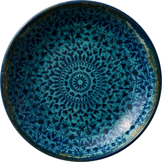 Blaue, dekorative Keramikschale