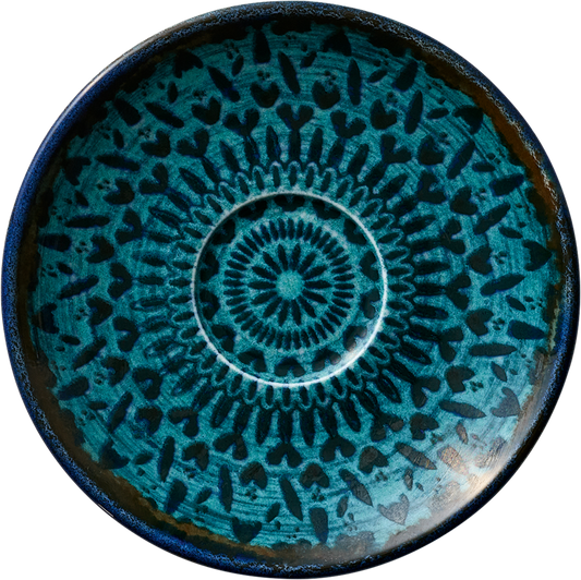 Blaue Keramikschale mit Muster