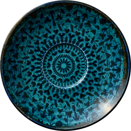 Blaue, dekorative Teller mit Muster