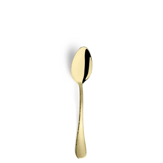 Goldene Löffel auf weißem Hintergrund
