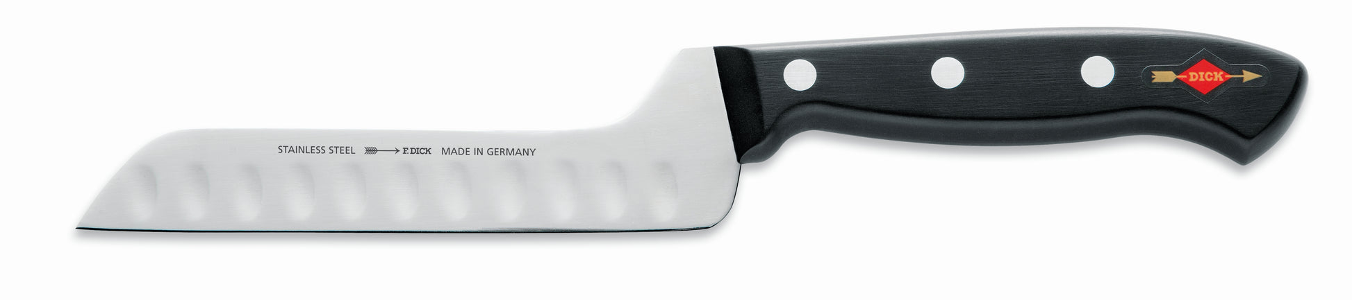 Kochmesser mit schwarzem Griff.