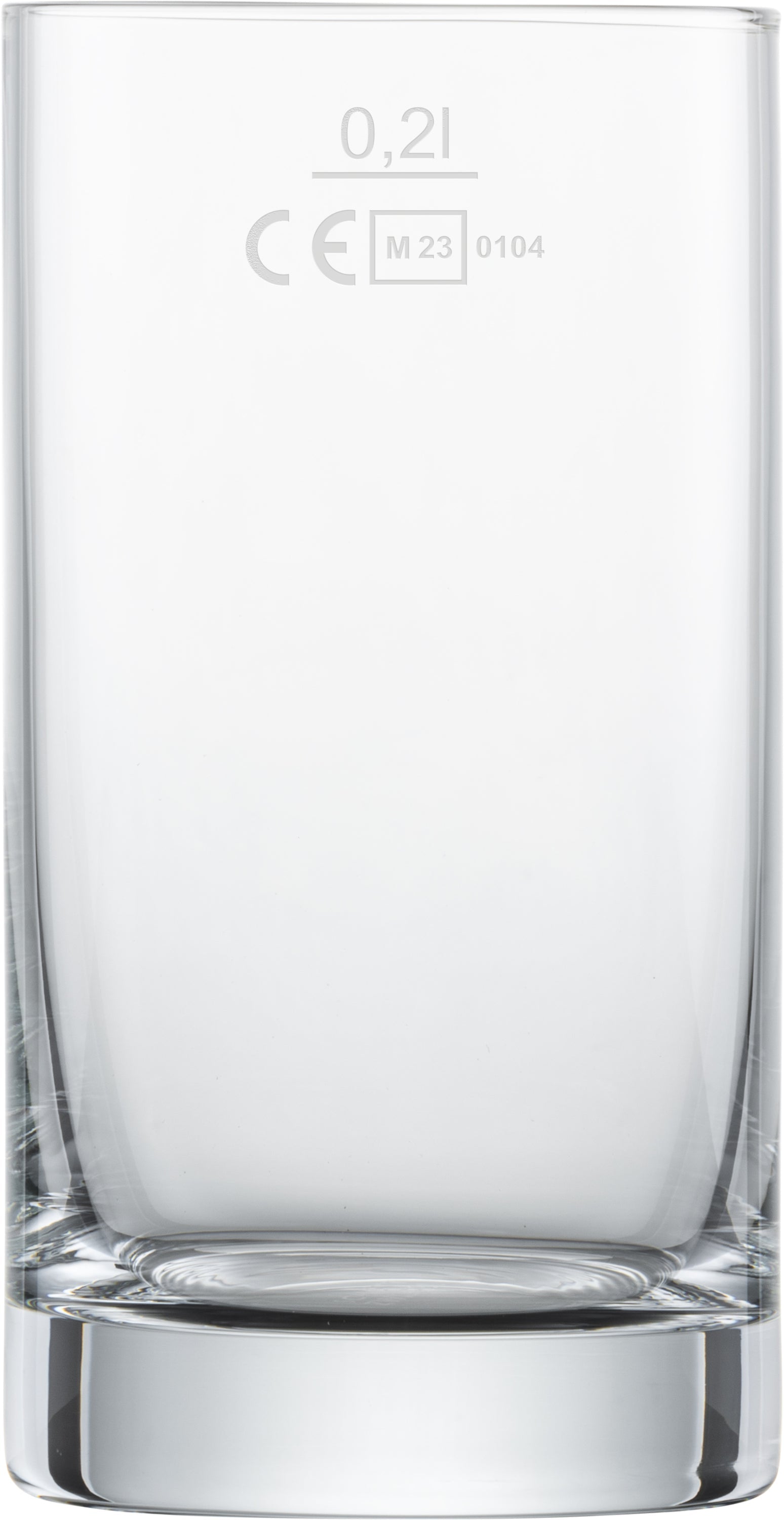 Leeres Glas mit Füllmarkierung.