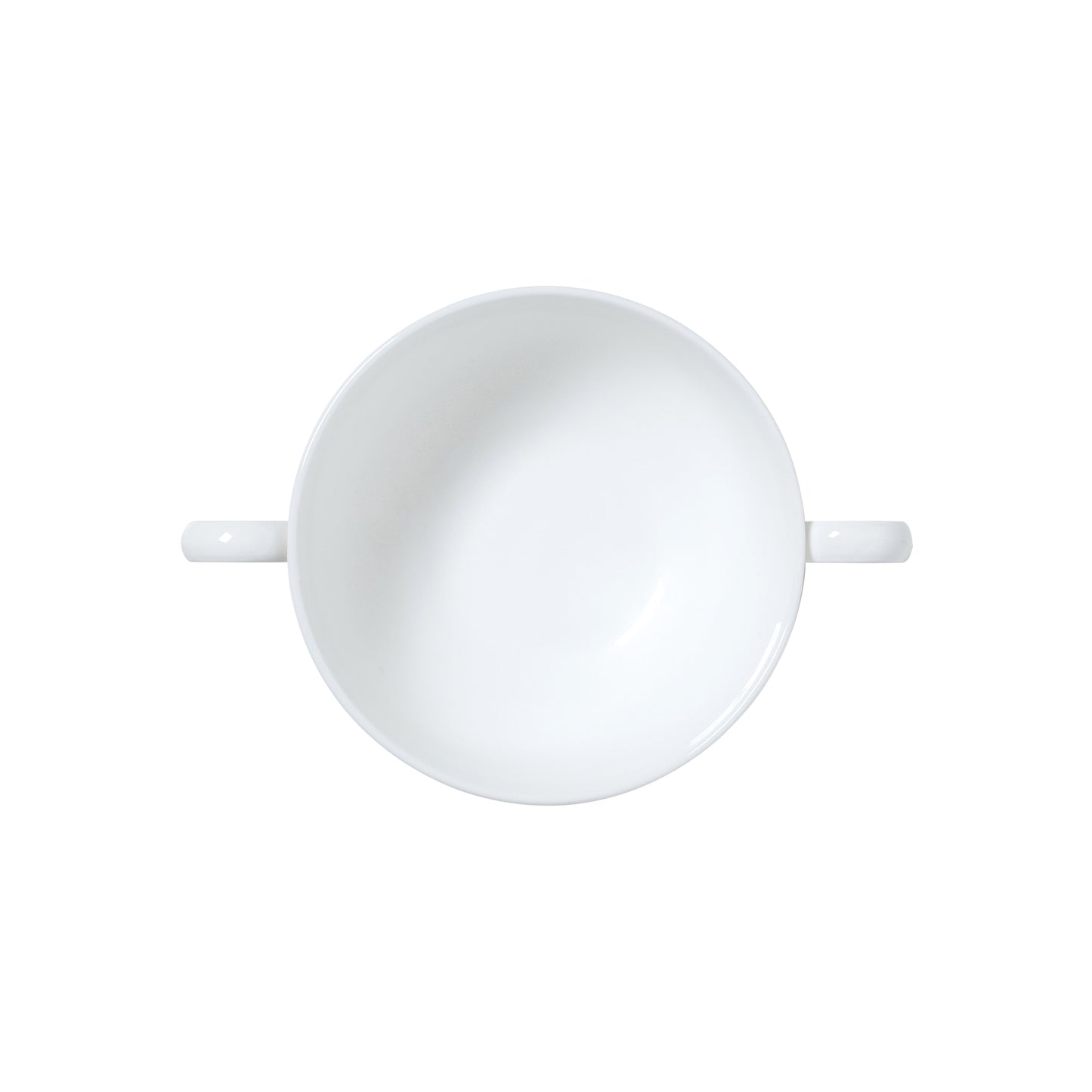 Weiße Suppenschüssel von oben.