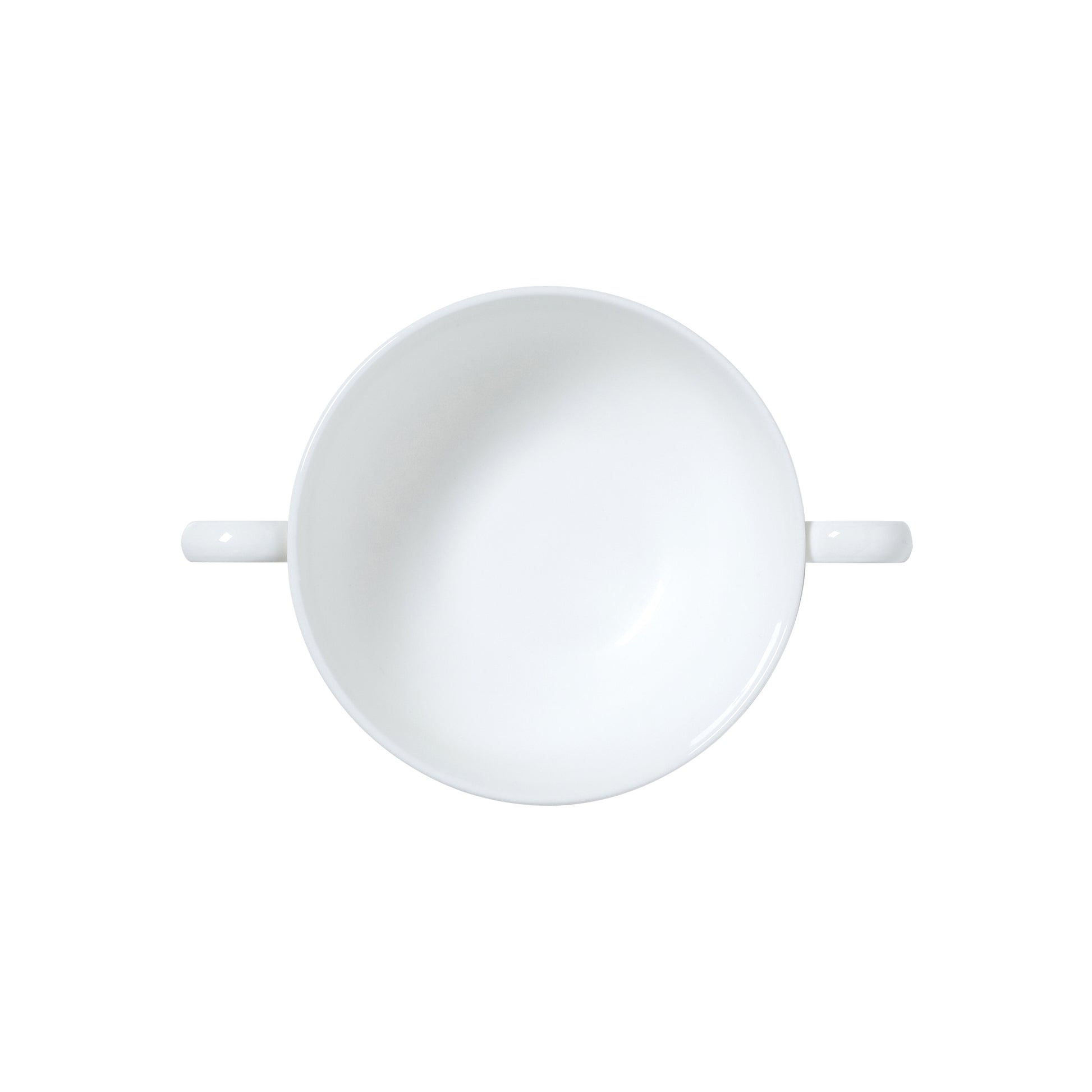 Weiße Suppenschüssel von oben.