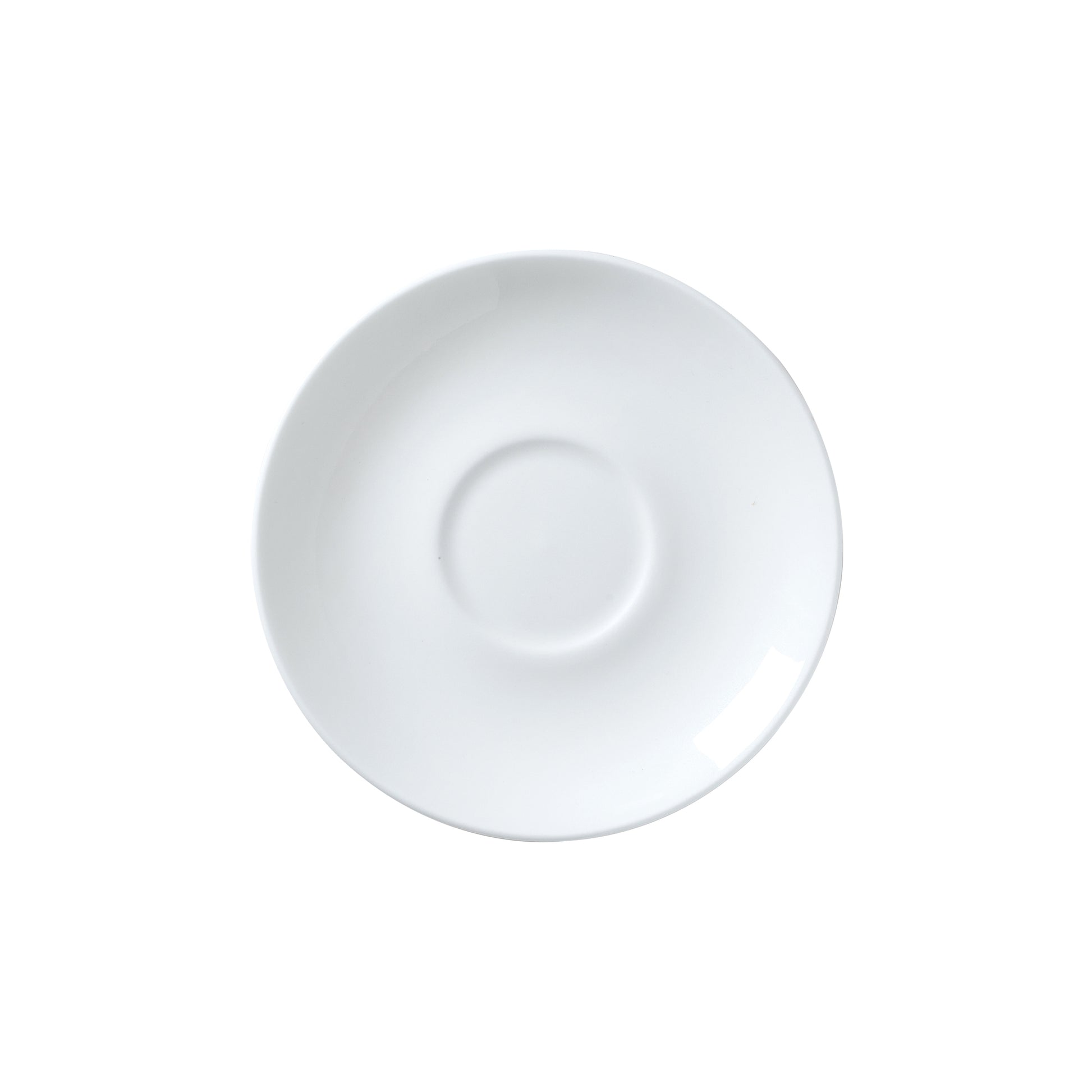 Leerer weißer Porzellanteller, minimalistisch.