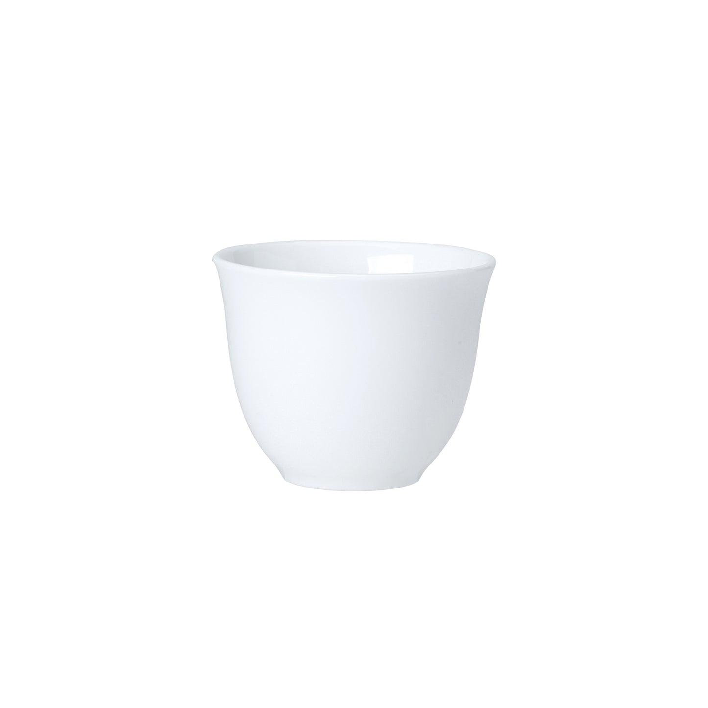 Weiße Porzellanschale auf weißem Hintergrund.