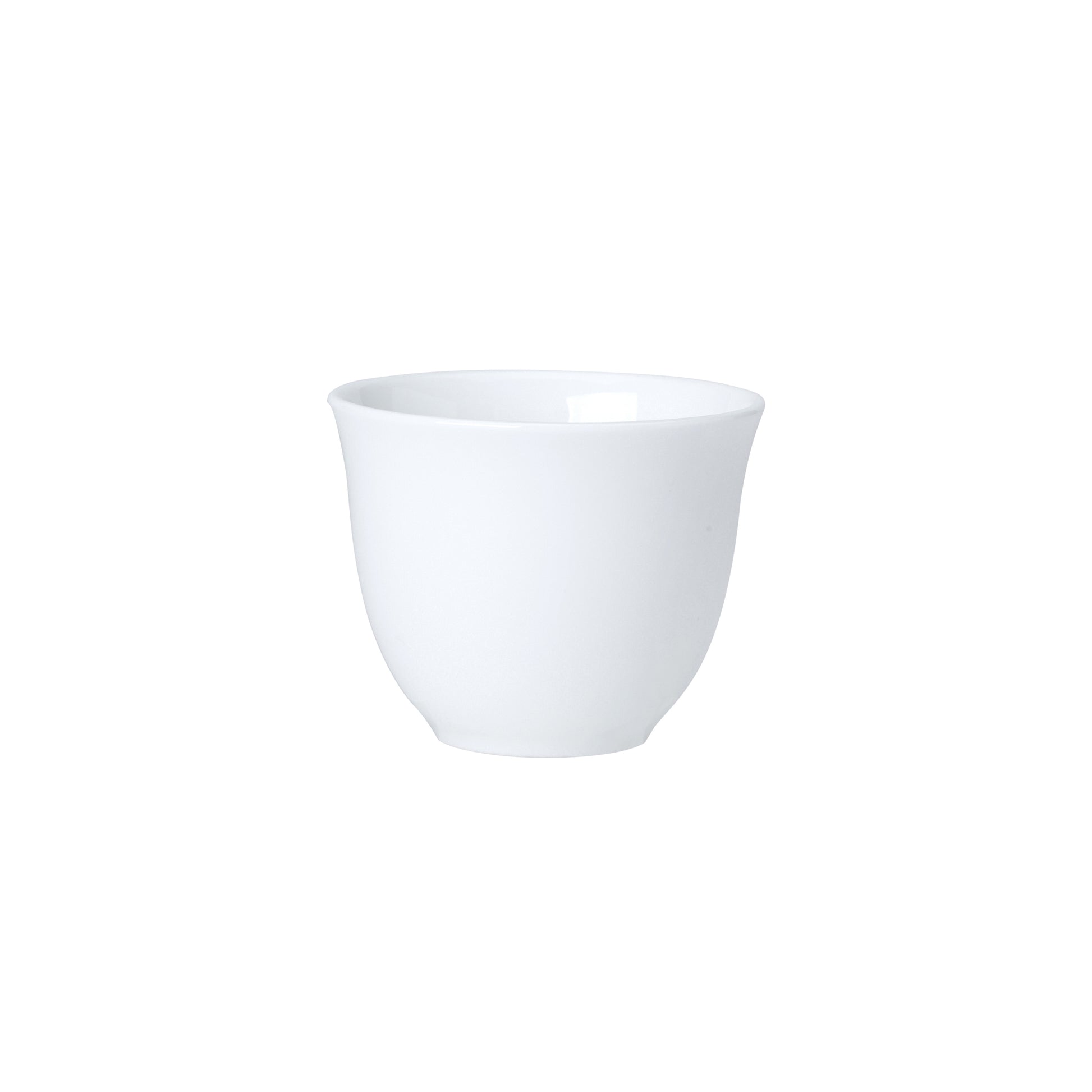 Weiße Porzellanschale auf weißem Hintergrund.