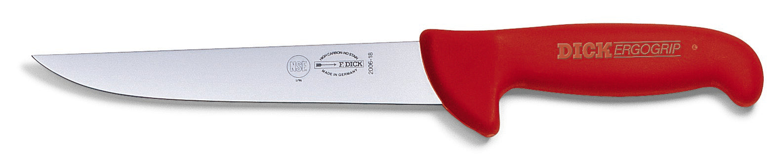 Rotes Messer mit Edelstahlklinge.