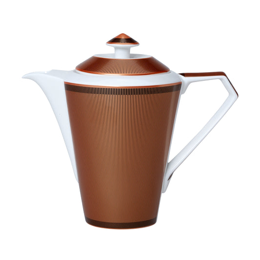 Kaffeekanne mit braunem Muster.