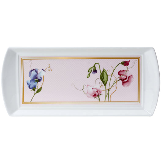 Rechteckige Platte mit Blumenmuster.