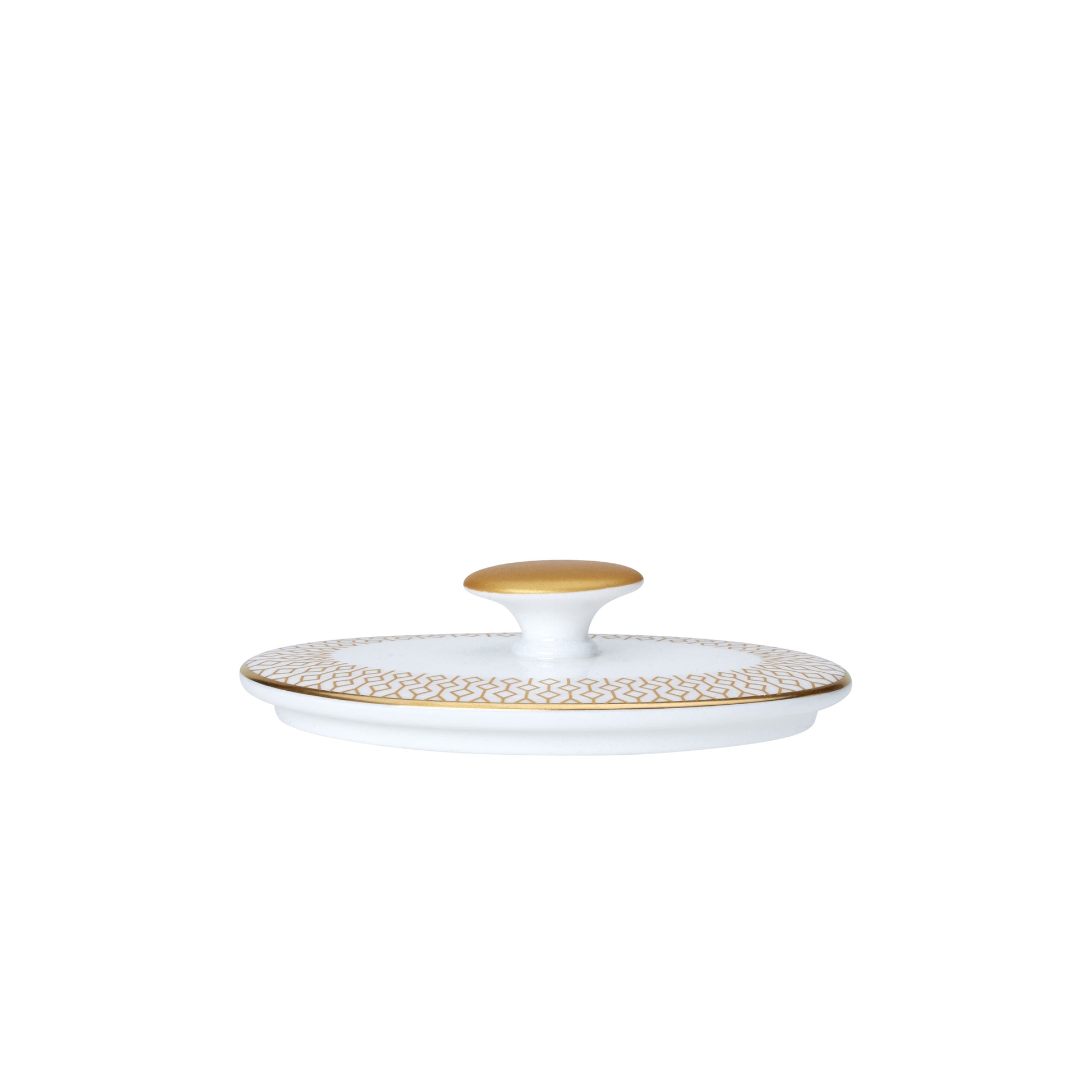 Porzellandeckel mit goldenen Verzierungen.