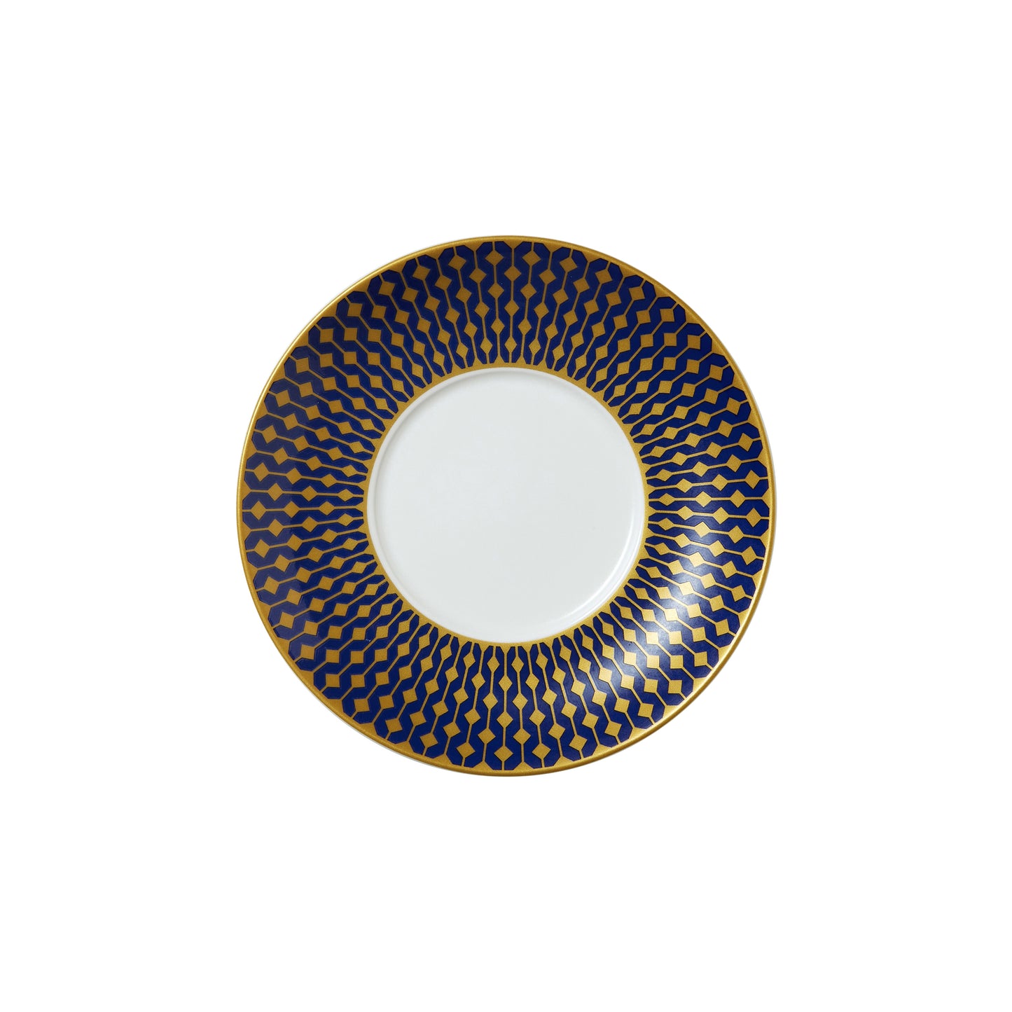 Teller mit blau-goldenem Muster.