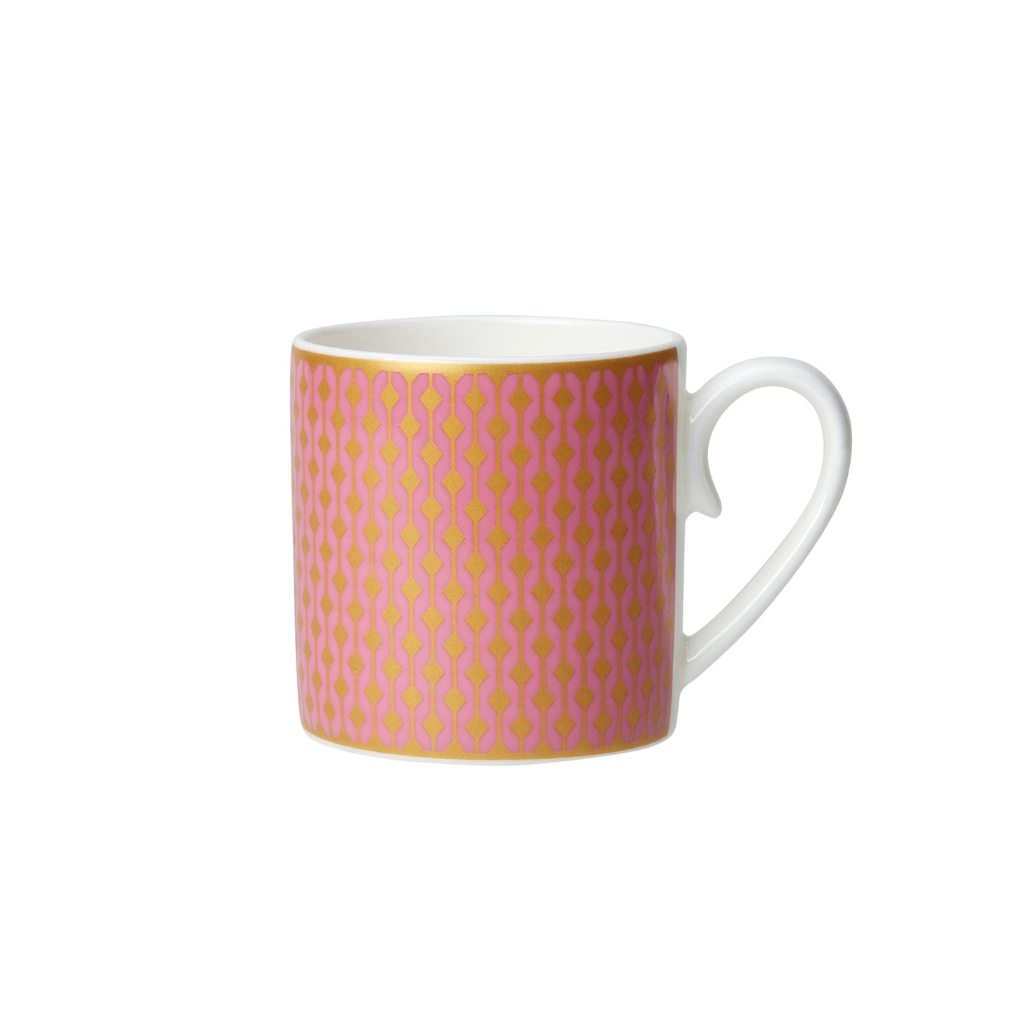 Tasse mit rosa Muster.