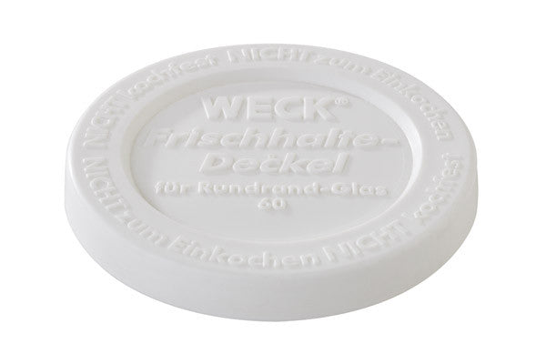 Weißer Frischhaltedeckel für Gläser.