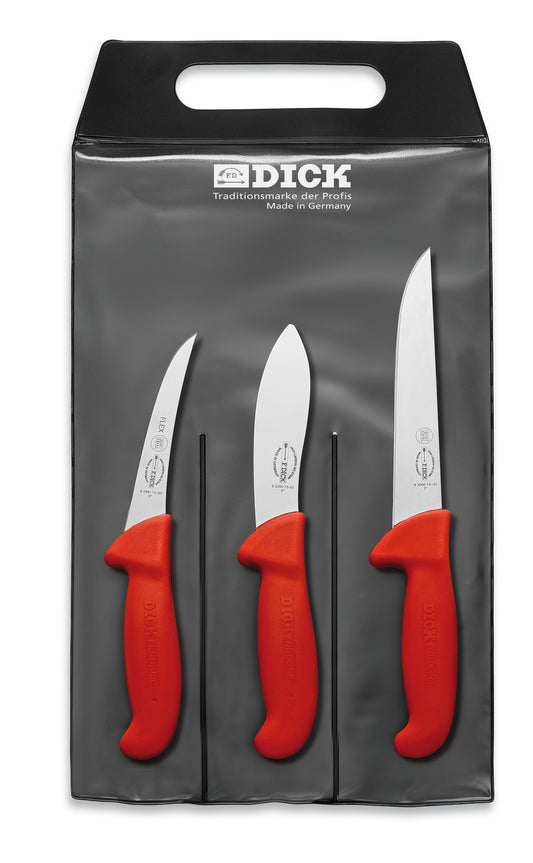 Drei Messer in schwarzer Verpackung.