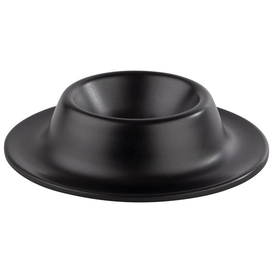 Schwarze Schale mit breitem Rand.