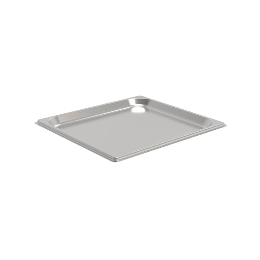 Metalltablett auf weißem Hintergrund.