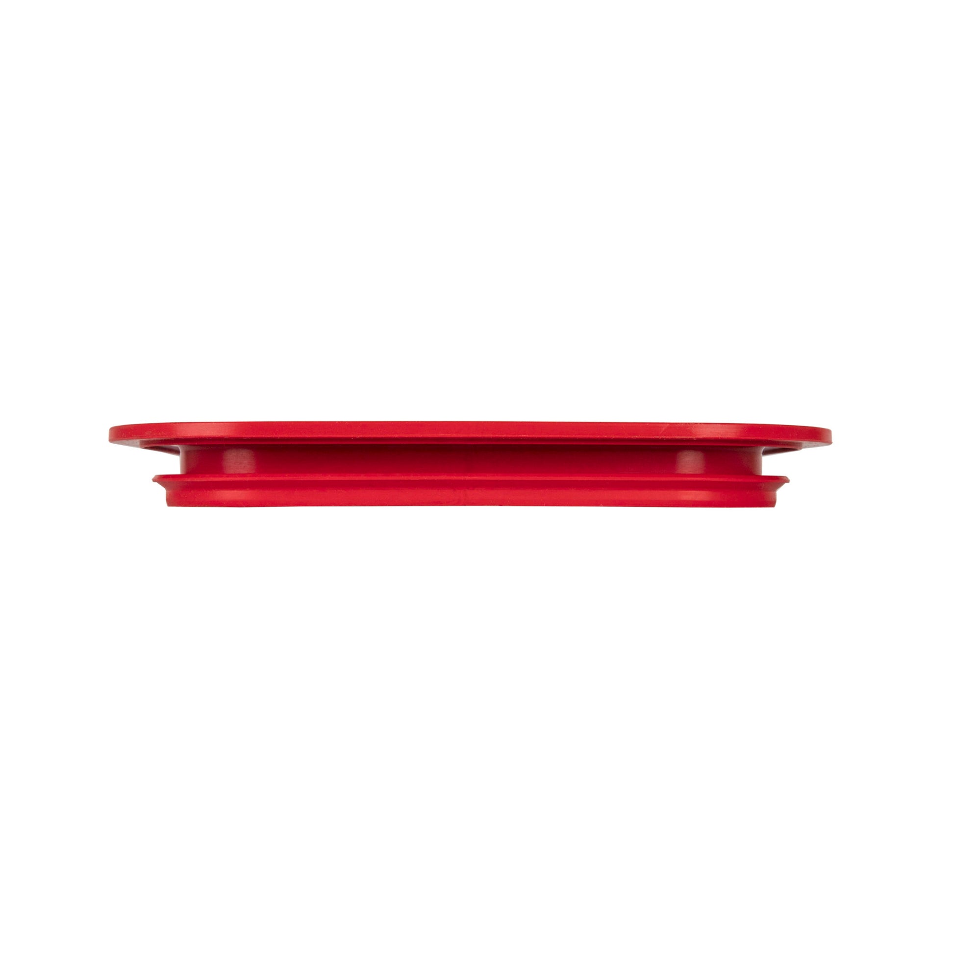 Roter Deckel mit Metallmitte.