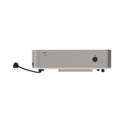 Elektrische Warmhalteplatte mit Stecker.