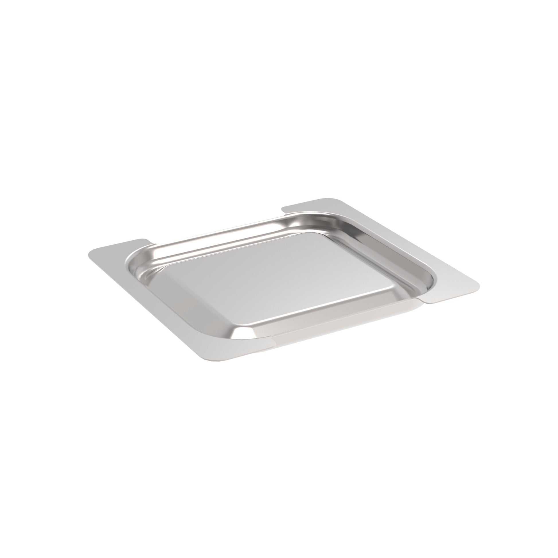 Edelstahl-Gastronorm-Behälterdeckel auf weiß.