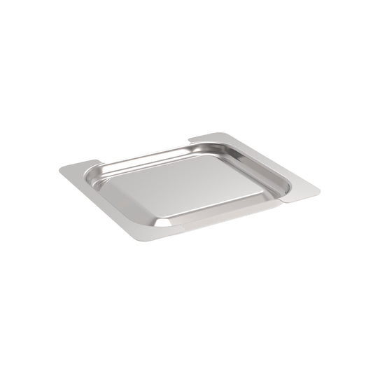 Edelstahl-Gastronorm-Behälterdeckel auf weiß.