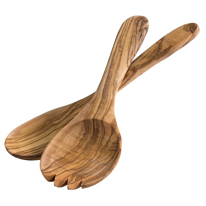 Salatbesteck, 2er Set -OLIVE-, je 9,5 x 8,5 cm, Griff: 17 cm