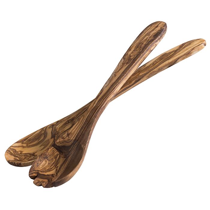 Salatbesteck, 2er Set -OLIVE-, je 7,5 x 6 cm, Griff: 22,5 cm