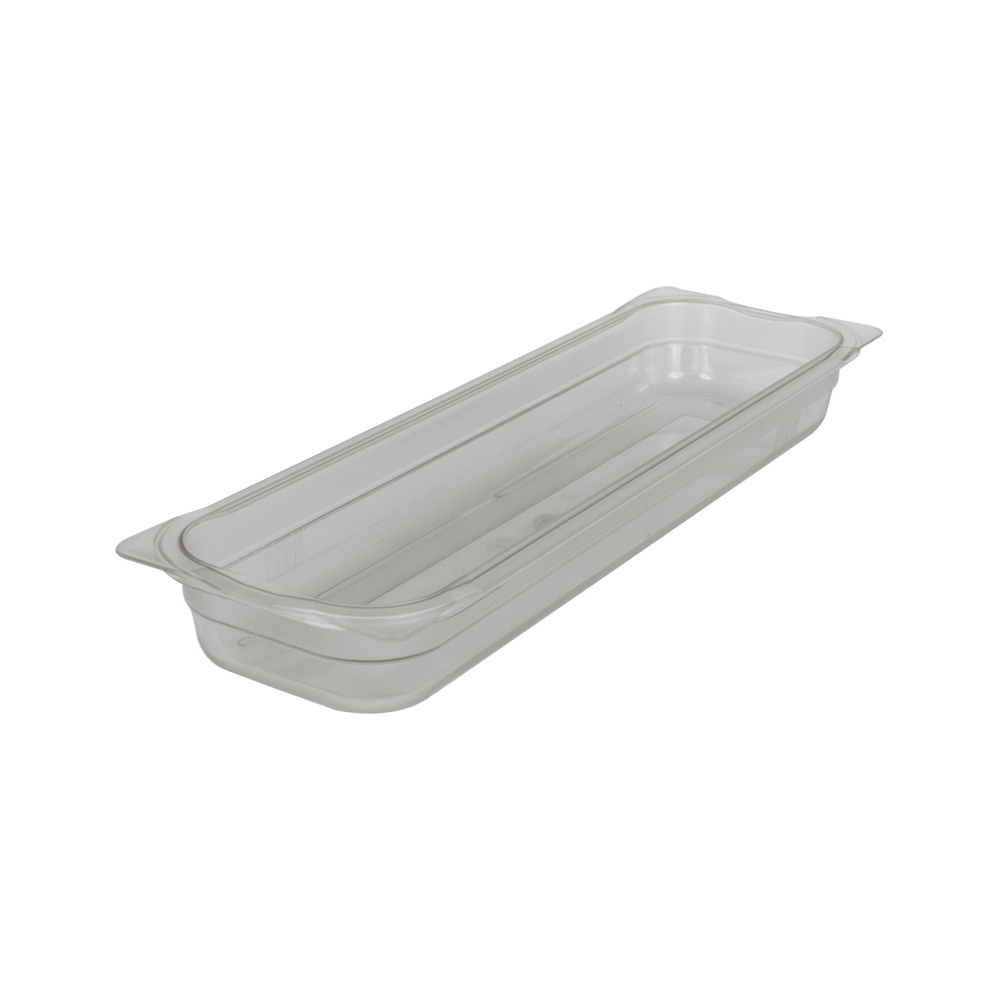 Transparente GN-Behälter aus Kunststoff.