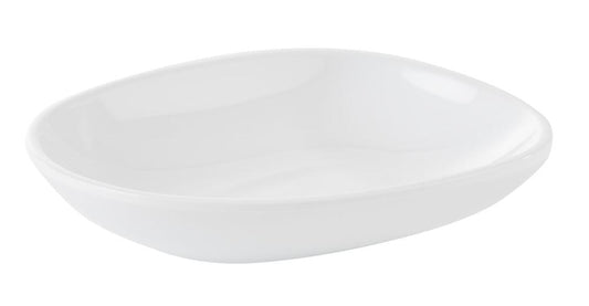Weißer, quadratischer Porzellanteller.