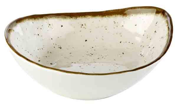 Keramikschale mit braunem Rand.
