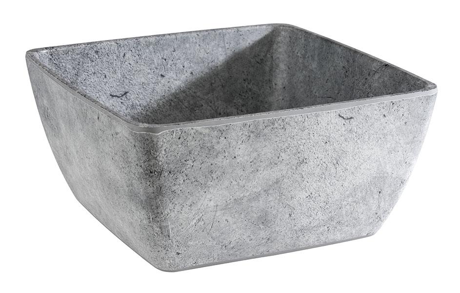 Quadratische, graue Schale aus Melamin.