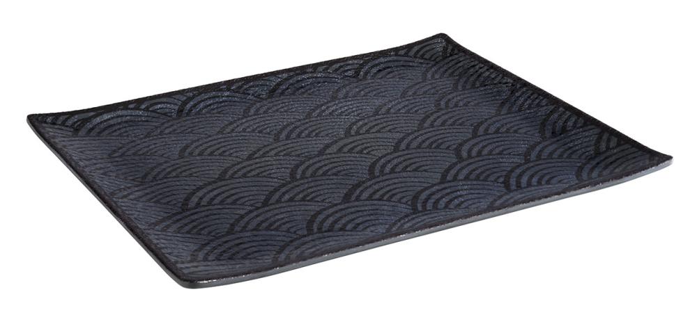Schwarze Servierplatte mit Muster