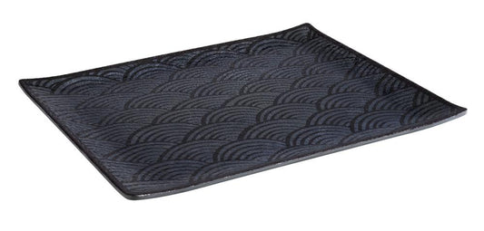 Schwarze Servierplatte mit Muster